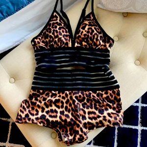Leopard bralette and scrunch butt short set